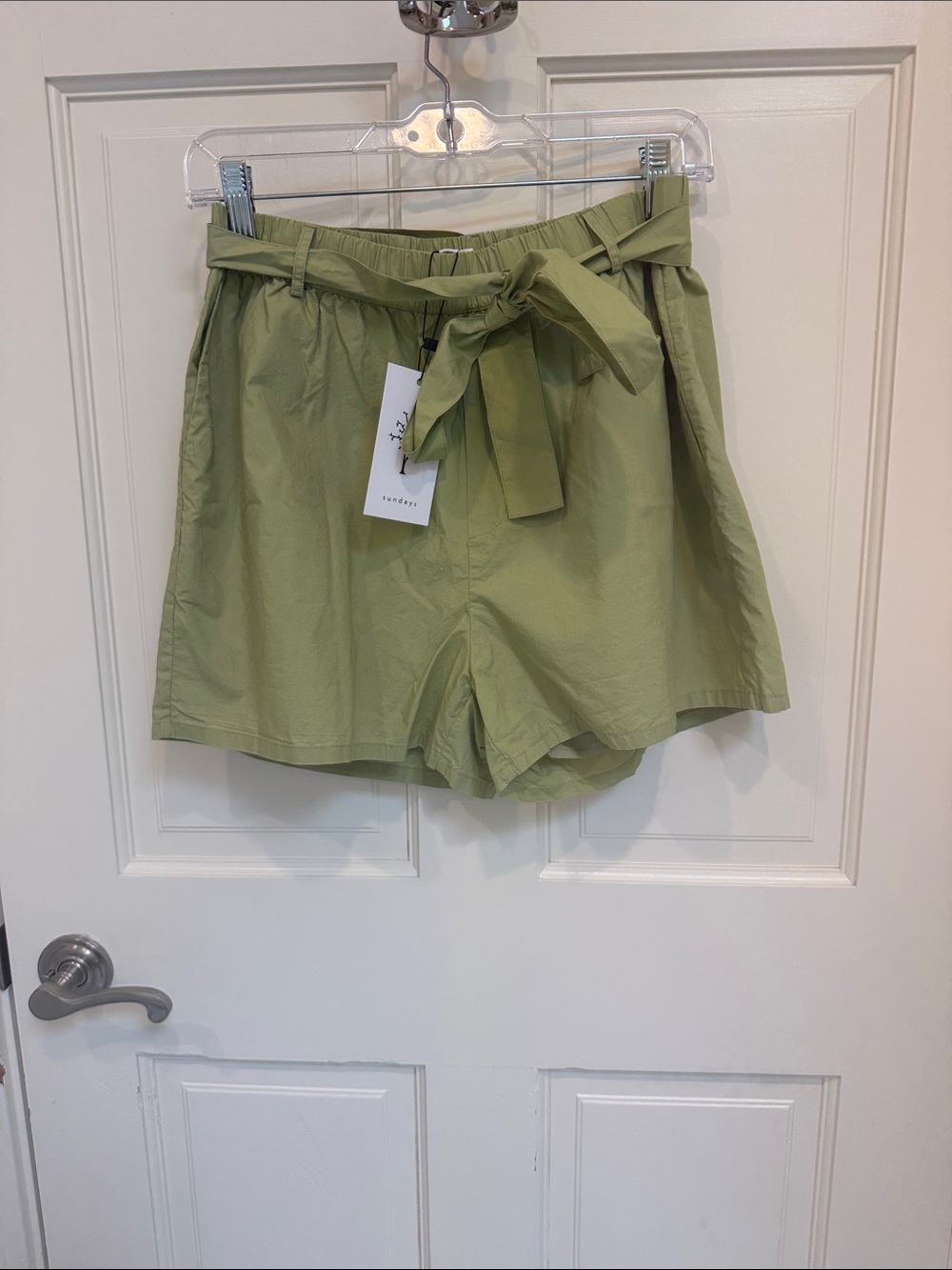 sundays High-Waist Tie-Belt Shorts - Light Olive